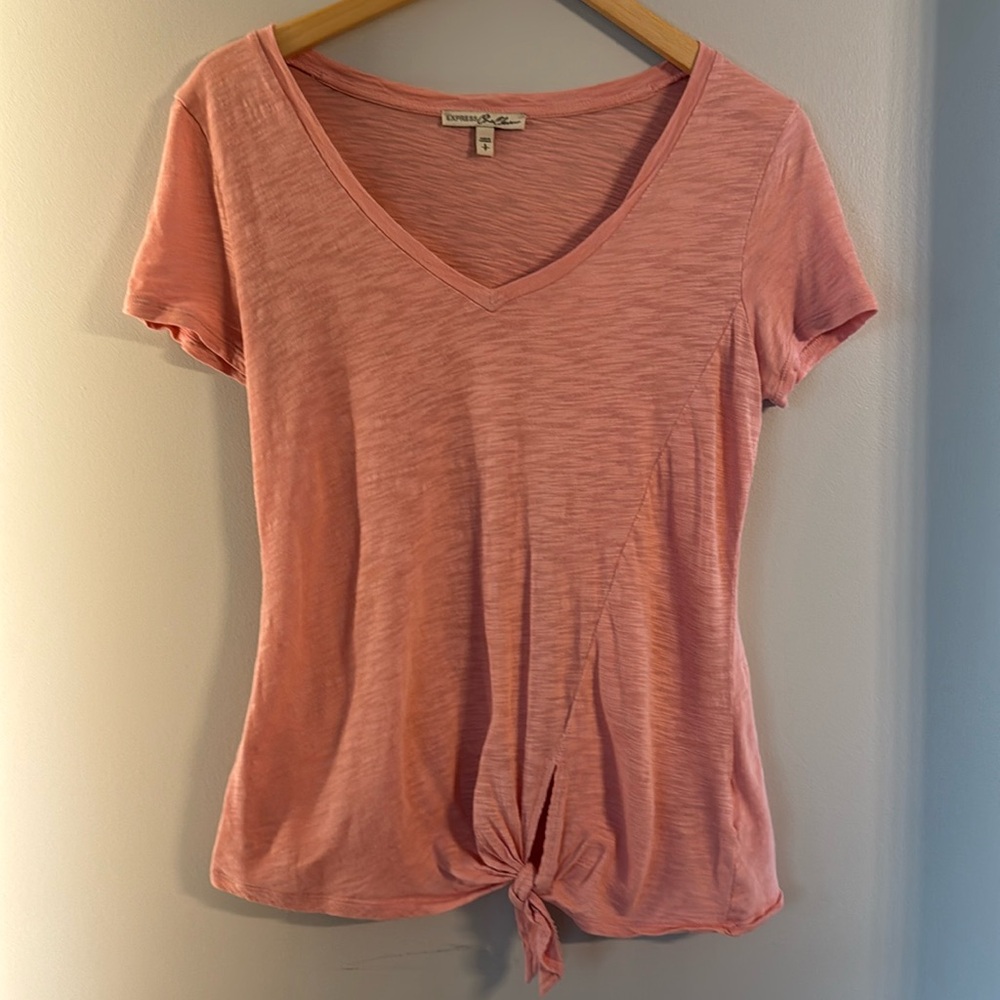 Express Women's Pink V-Neck Top